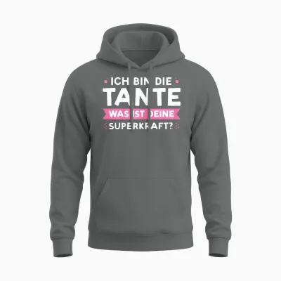 Ich Bin Die Tante Deine Superkraft? Tante Familie Unisex Hoodie - Graphite Heather