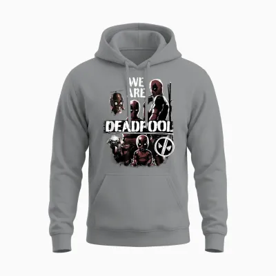 Marvel Deadpool & Wolverine We Are Deadpool Group Shot T-Shirt, Black, S Unisex Hoodie - Sport Grey