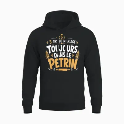 Cadeau Noces De Froment Anniversaire 3 Ans De Mariage Humour Unisex Hoodie - Black