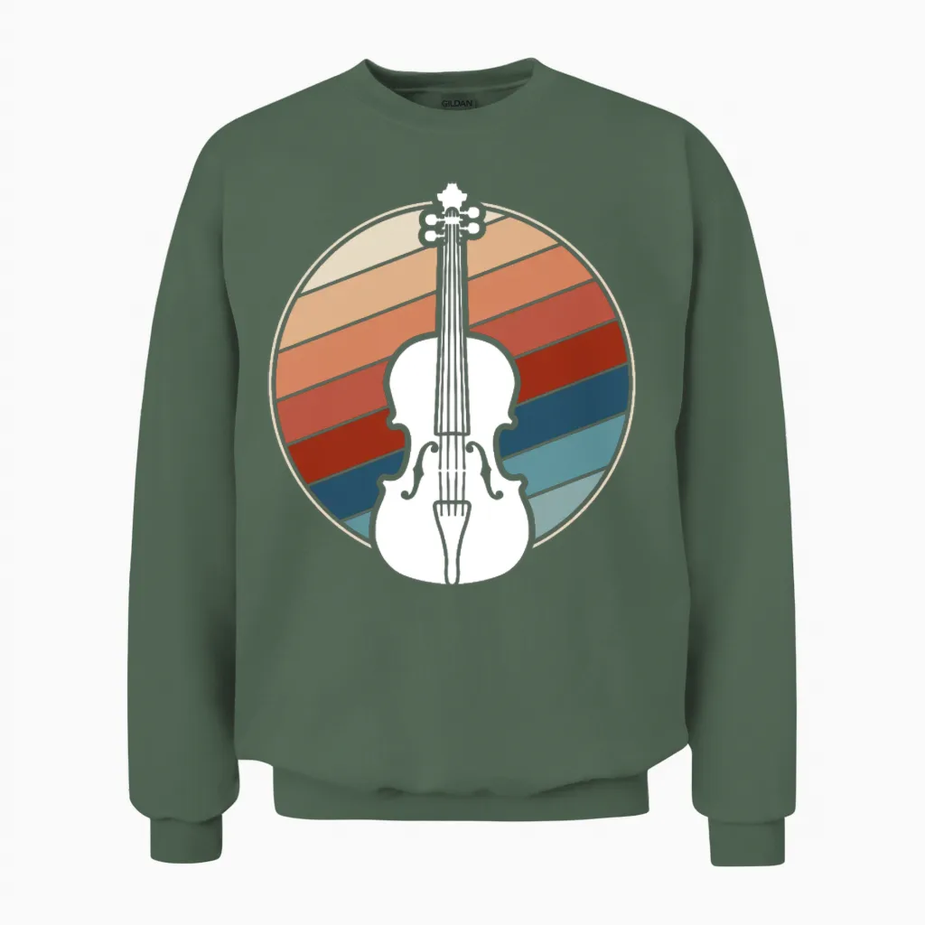 Violin in Retro Style Unisex Sweatshirt - Military Green