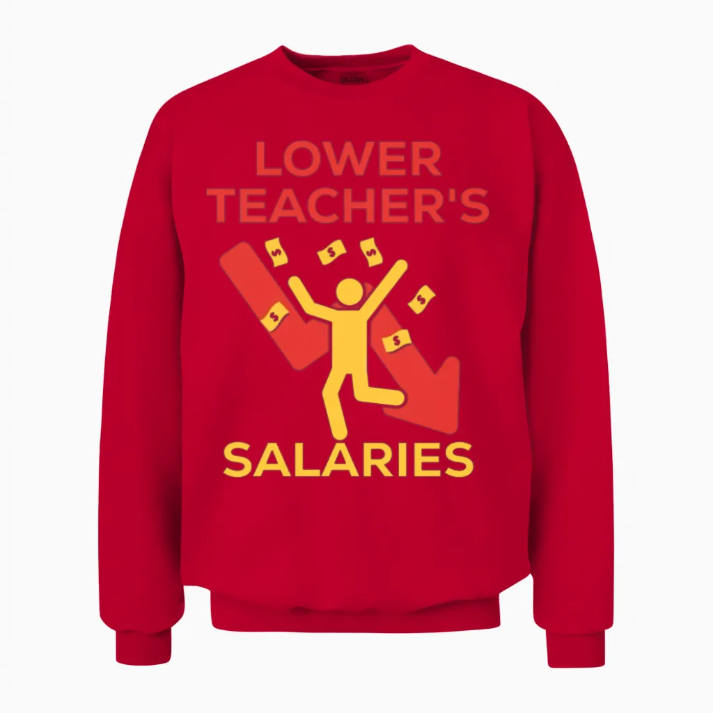 Lower Teacher's Salaries Meme for Us Teachers Unisex Sweatshirt - Red