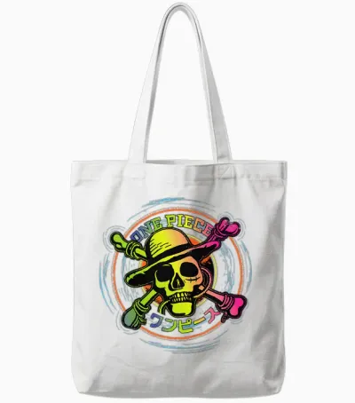 Kinder One Piece Anime Strohhut Piraten Farbe Logo Kanji Tote Bags - White