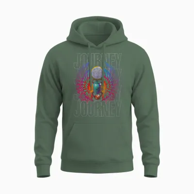Journey Infinity Wings Vivid Scarab Vintage Band Unisex Hoodie - Military Green