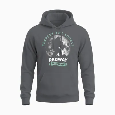 Redway California Bigfoot Night Walk Retro Unisex Hoodie - Charcoal