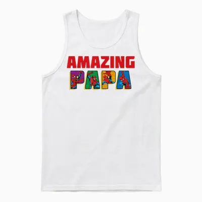 Marvel Spider-Man Amazing Papa Birthday Father's Day T-Shirt, Black Unisex Tank Top - White