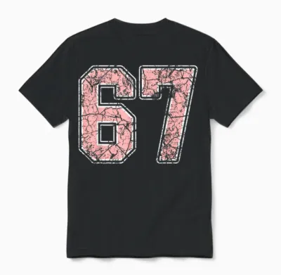 Pink and White Number 67 Jersey Player Uniform #67 Fan Unisex T-Shirt - Black