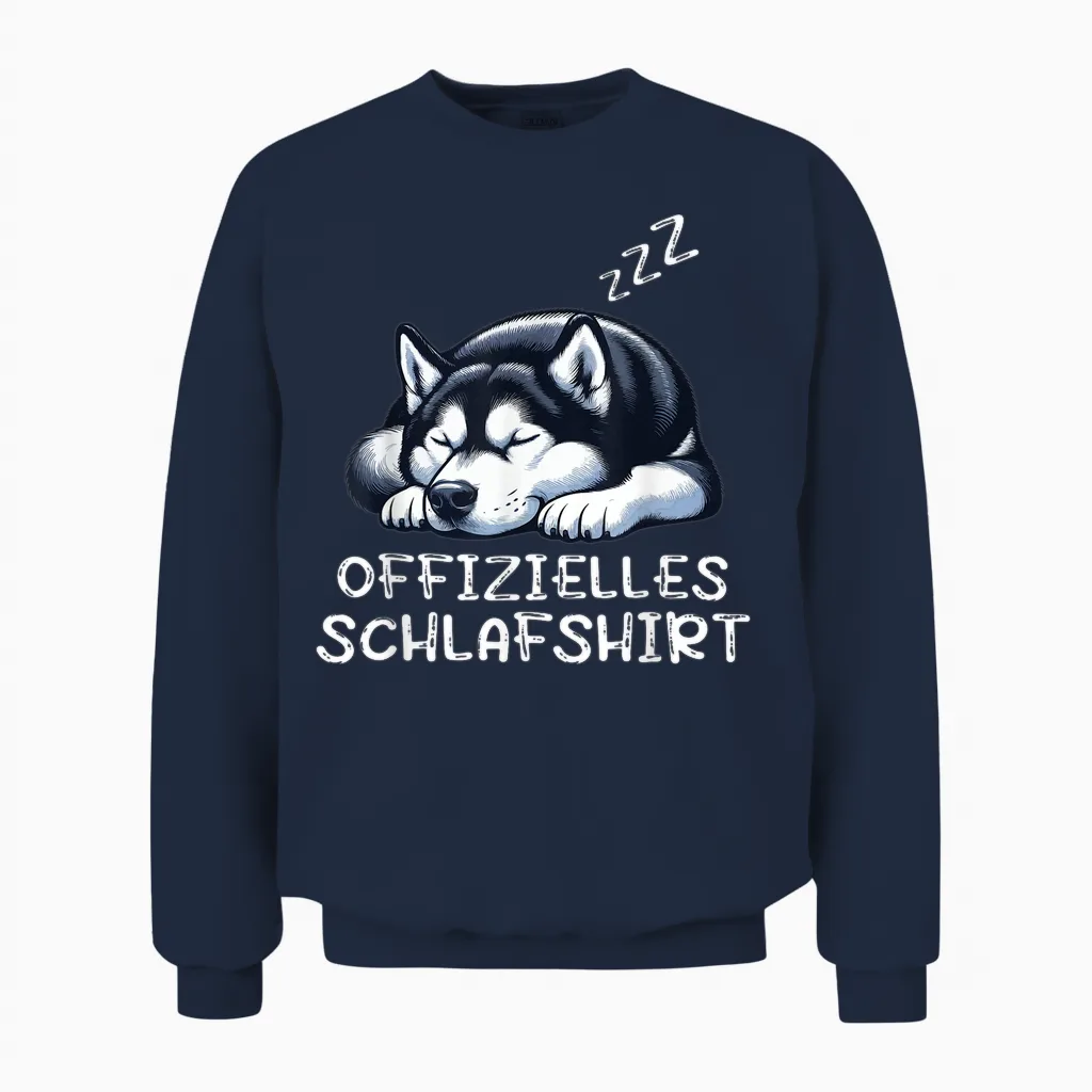 Offizielles Schlafshirt Husky Huskys Siberian Hund Hunde Unisex Sweatshirt in Navy