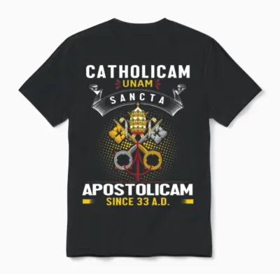 One Holy Catholic & Apostolic Church Latin Design Unisex T-Shirt - Black