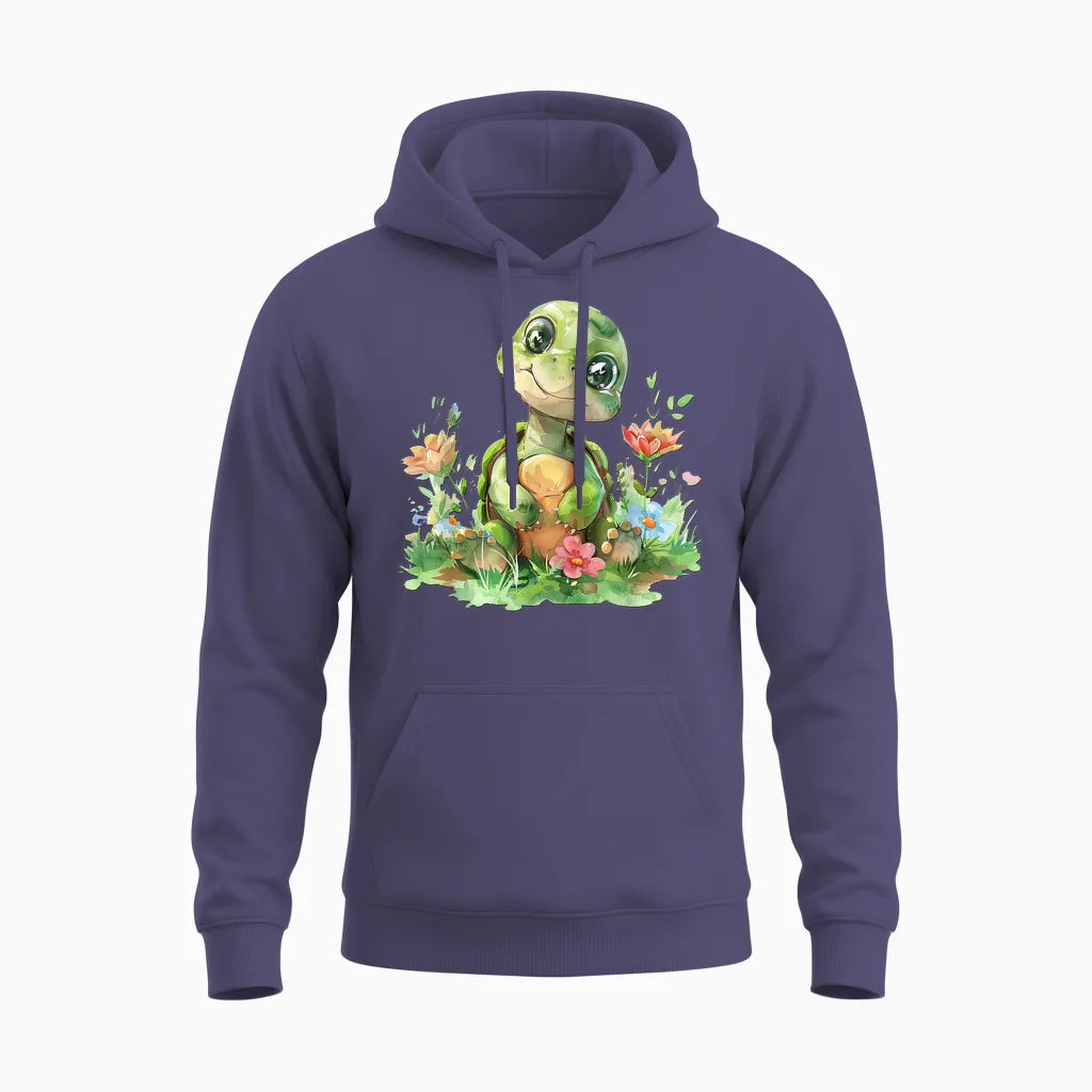 Baby Schildkröte Mit Blumen Süße Kröte Mädchen Tochter Sohn Unisex Hoodie in Heather Sport Dark Navy