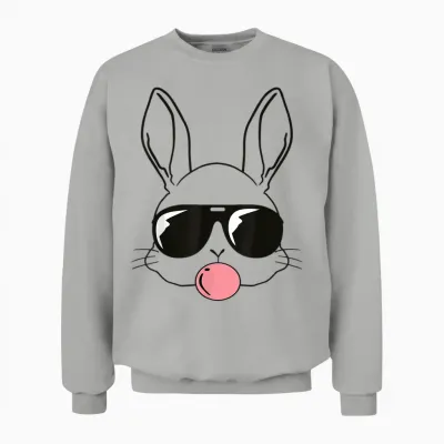 Cooles Oster-Hasen Gesicht Kinder Männer Jungen Ostern Unisex Sweatshirt - Ash