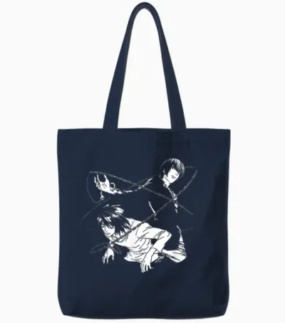 Death Note Light and L Chains Anime Tote Bags - Navy