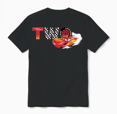 Disney & Pixar's Cars Numbers 2 Second 2nd Birthday Party Unisex T-Shirt - Black