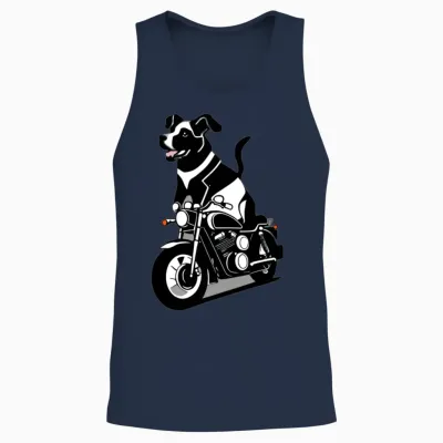 Dog Biker Funny Unisex Tank Top - Navy