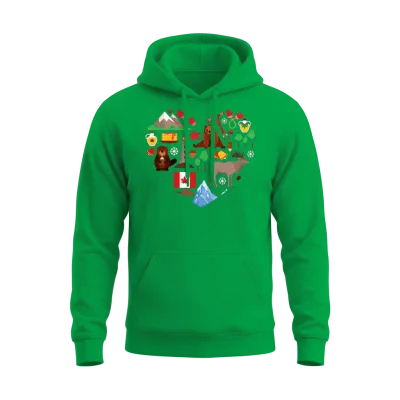 Canada Flag Heart Souvenir Maple Leaf Gift Unisex Hoodie - Irish Green