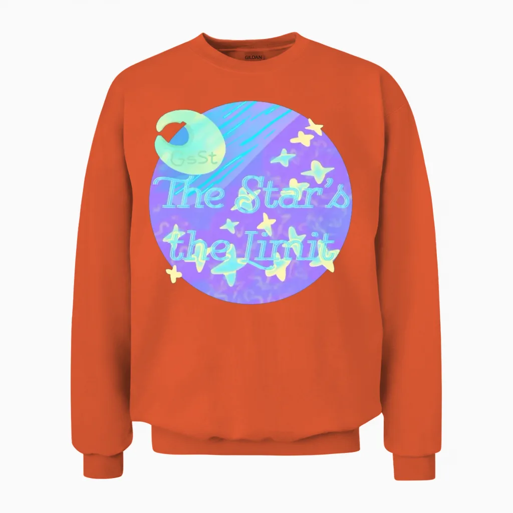 Celestial Night Sky Inspirational Badge Unisex Sweatshirt in Orange