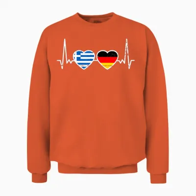 Griechenland Deutschland Herzschlag Flagge Deutsch Grieche Unisex Sweatshirt - Orange