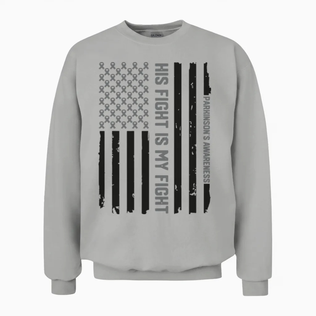 Parkinsons Disease Awareness Ribbon Unisex Sweatshirt in Ash