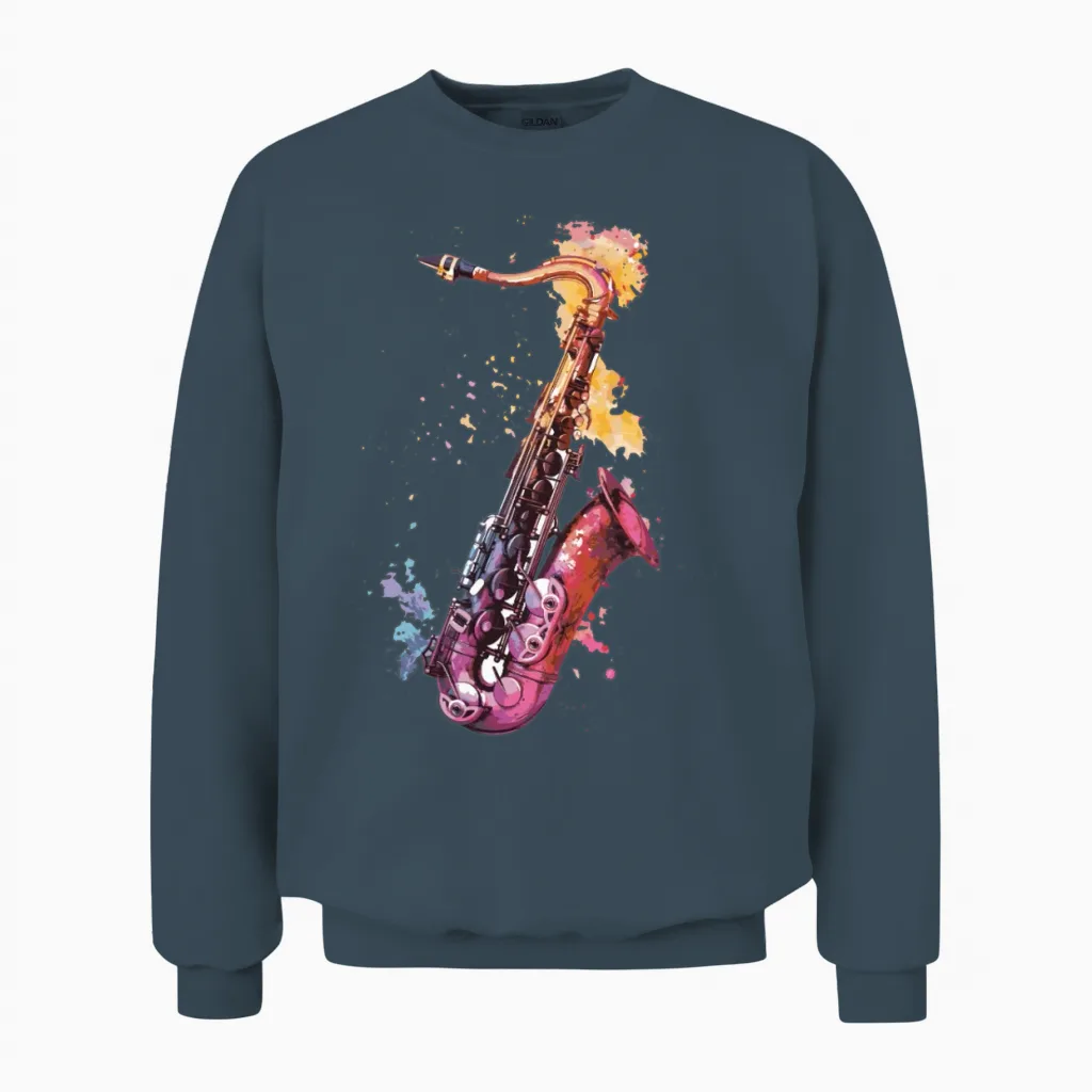 Saxophone Unisex Sweatshirt in Dark Heather
