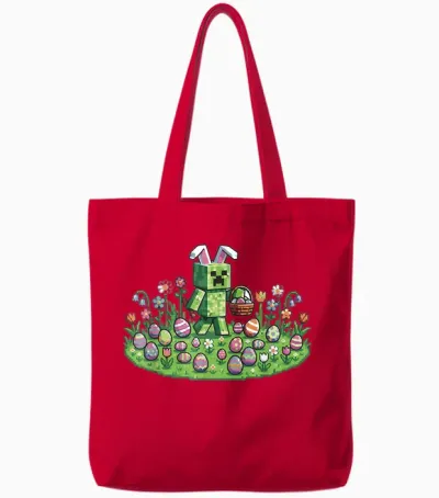Pixel Osterhase Ostern Gaming Zocker Mann Kind Jungs Mädchen Tote Bags - Red