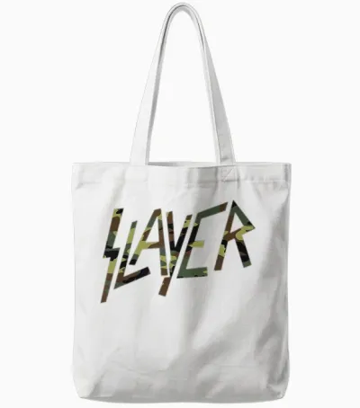 Slayer Camo Logo Tote Bags - White