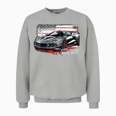 C8 American Muscle V8 Supercar Stingray Cool Vette Mechanic Unisex Sweatshirt - Ash