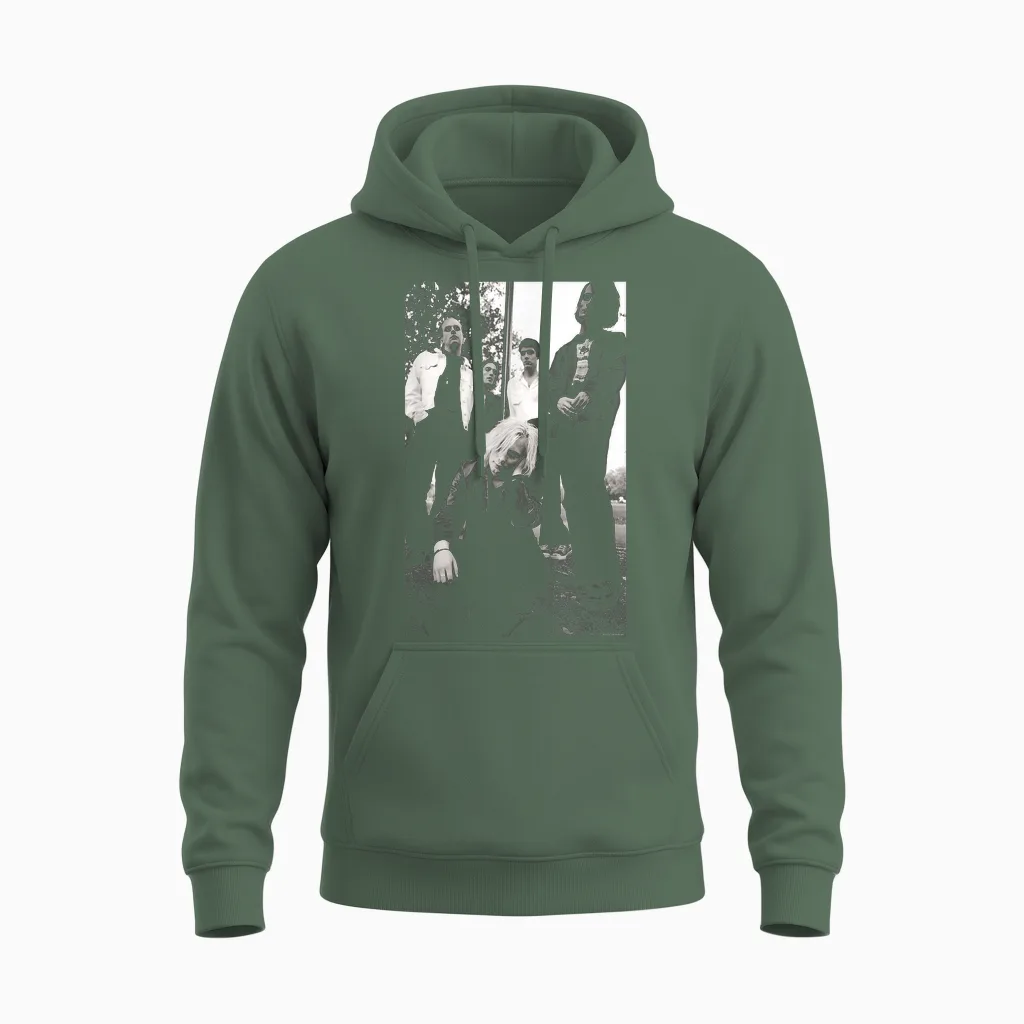 Radiohead Band Photoshoot by Andy Willsher Unisex Hoodie in Military Green