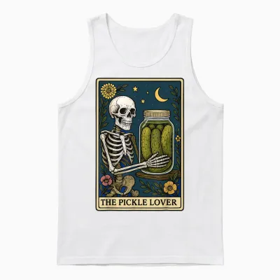 The Pickle Lover Tarot Card Unisex Tank Top - White