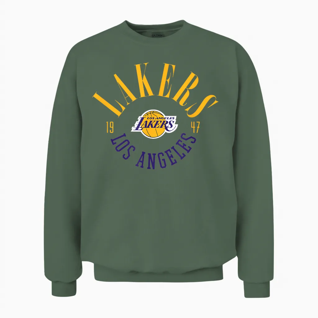 Official Nba Los Angeles Lakers T-Shirt Range Unisex Sweatshirt in Military Green
