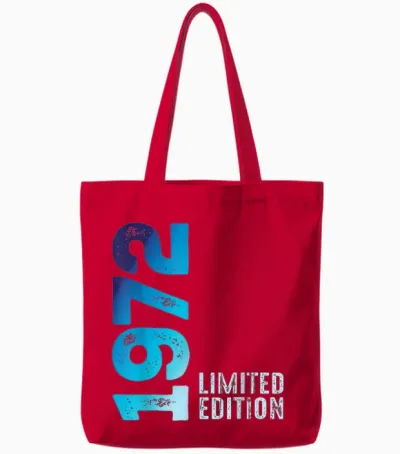 Stunning Year 1972 Vintage Since 1972 Limited Edition 1972 T-Shirt, Black, S Tote Bags - Red