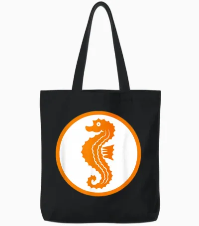 Seahorse Swimming Badge Early Swimmer Retro Swimming T-Shirt, White Tote Bags - Black