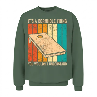 Funny Cornhole Unisex Sweatshirt - Military Green