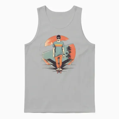 Retro Skateboarder Unisex Tank Top - Ash