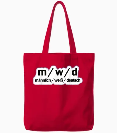 Male / White / German | Political Sayings T-Shirt, Black Tote Bags - Red