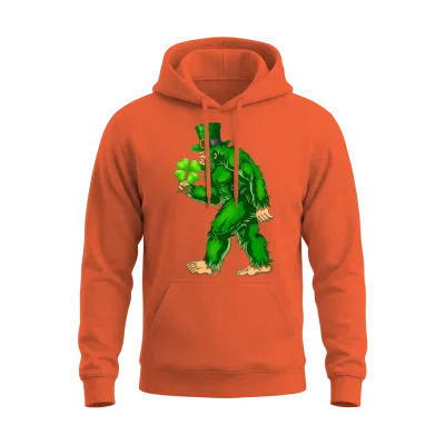Vintage St Patricks Day Bigfoot Sasquatch Irish Unisex Hoodie - Orange