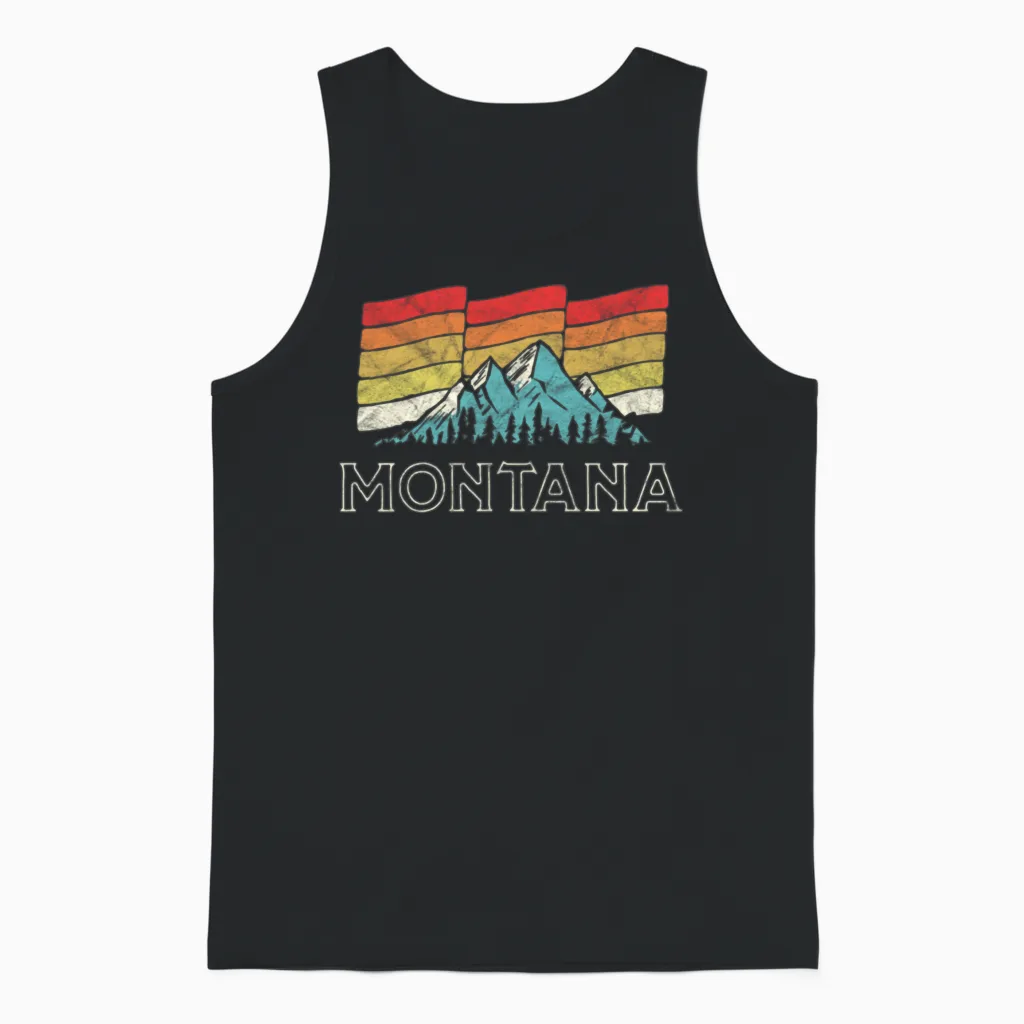 Retro Montana Mountains Vintage Unisex Tank Top - Black