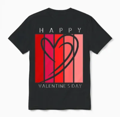 Happy Valentine's Day Retro Unisex T-Shirt - Black