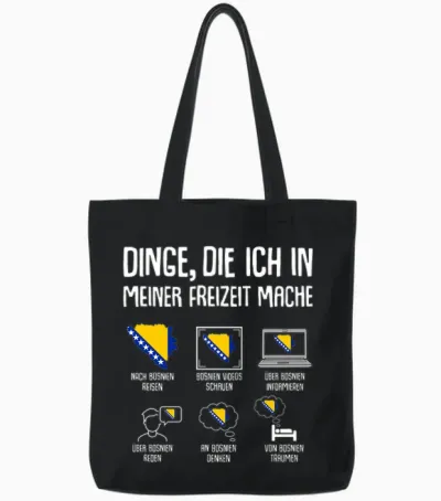 Bosnien Reise Damen Herren Kinder Langarmshirt Tote Bags - Black