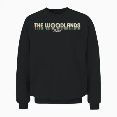 Retro the Woodlands Texas Unisex Sweatshirt - Black