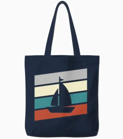 Sailing Retro Tote Bags - Navy