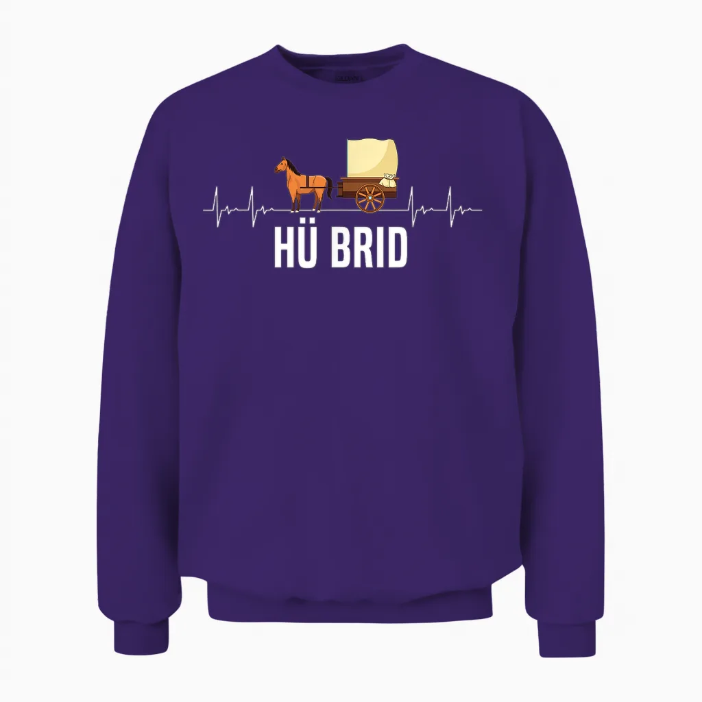 Hü Brid Pferd Kutsche Hybrid Reiten Lustig Herzschlag Unisex Sweatshirt in Purple