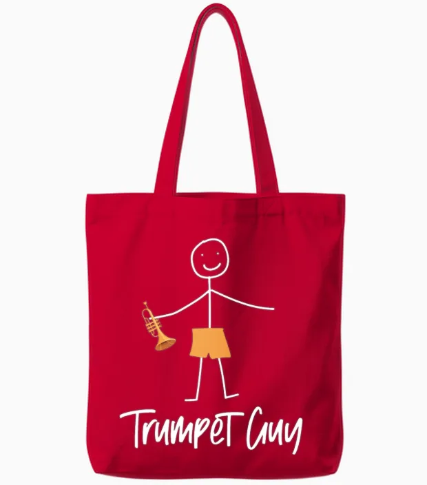 Trumpet Player Minimalistic Tote Bags in Red