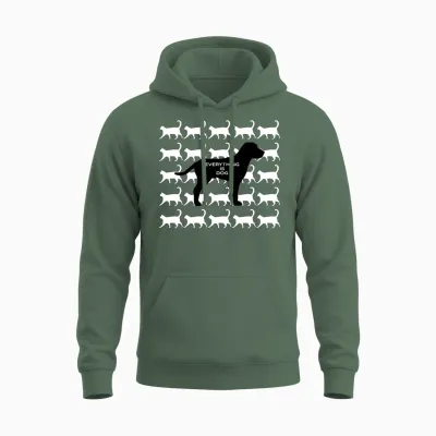Everything Is Dog Cats and Dog Unisex Hoodie - Military Green