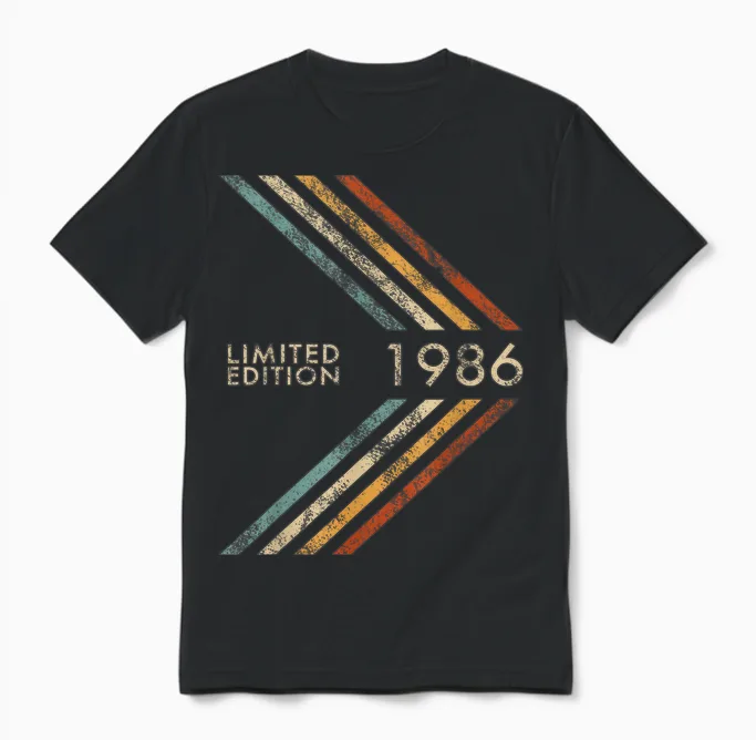 40. Geburtstag 1986 Limited Edition Herren Damen Vintage Style Unisex T-Shirt in Black