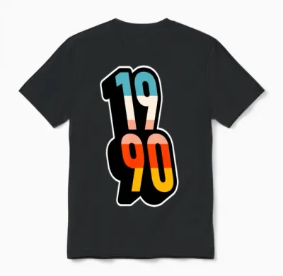 1990 Retro Stripes Unisex T-Shirt - Black