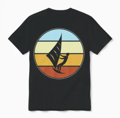 Kite Surfing Retro Unisex T-Shirt - Black