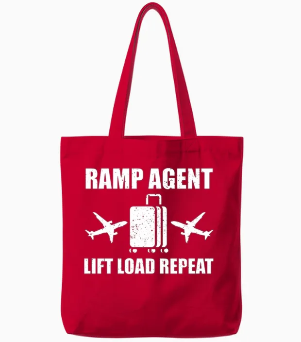 Funny Ramp Agent Quote Aircraft Service Tote Bags in Red