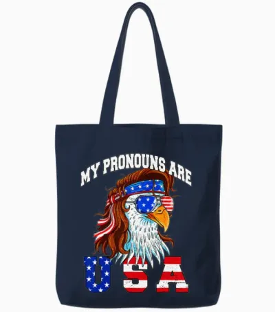 My Pronouns Are Usa Eagle American Tote Bags - Navy