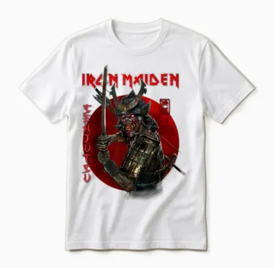 Iron Maiden Circle Red Senjutsu Eddie Unisex T-Shirt - White