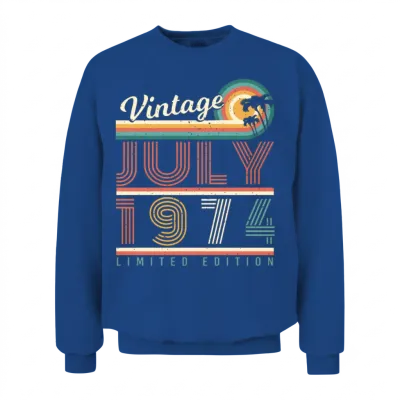 1974 in July Retro Unisex Sweatshirt - Royal