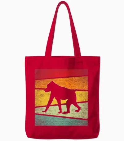 Monkey Retro Tote Bags - Red